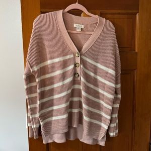 Rachel Zoe pink and cream stripped cardigan